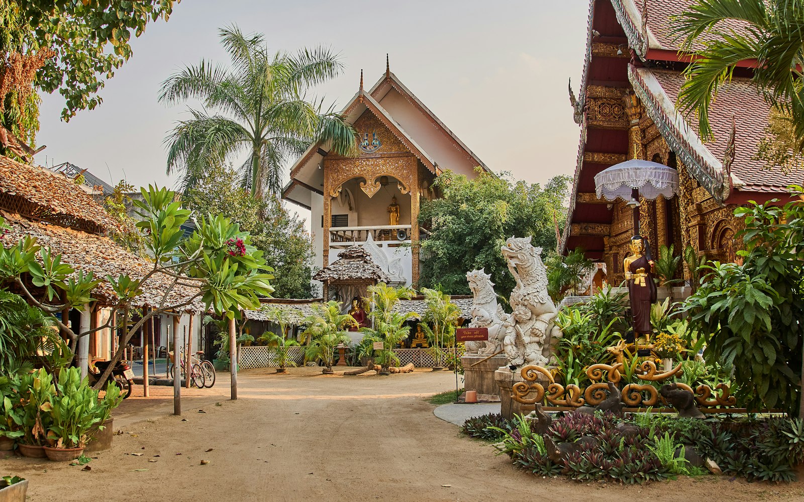 A golden Lanna-style temple in the old city of Chiang Mai, Thailand